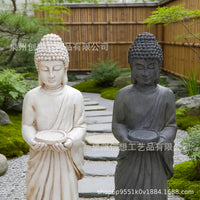 Chinese Style Buddha Statue Candle Holder Decorative Figure for Temple, Tea House, Garden