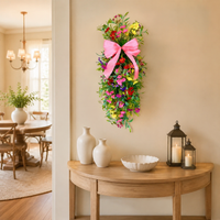 60cm Teardrop Floral Swag, Fake Flowers Garland for Door Hanging, Artificial Flower Swag for Wedding Arch Decor