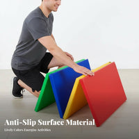 Four-Fold Tumbling Mat Foldable Folding Exercise Mat Firm-Cushioning Resilient Foam Filling for Gymnasts, Athletes, Gymnastics, Stretching