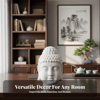 Calming Presence Buddha Head Statue Serene Appearance Ceramic Buddha Head Highly Detailed Craftsmanship Zen Aesthetic Ornament Artistic for Spiritual Seekers, Home Decorators, Meditation Practiti Single Rs, Entrance Hall, Living Room, Bedroom, Office