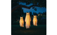 3 Pieces Hanging Spirit Cats Warm Spirit Cat with Glowing Light Translucent for Porch, Entryway, Creepy Home