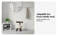 Stable Load-Bearing Upholstered Swivel Stool Modern Design Cylindrical Backrest Stool Sturdy Frame Home Furniture for Children, Adults, Women, Living Room, Entryway, Bedroom, Beauty Salon