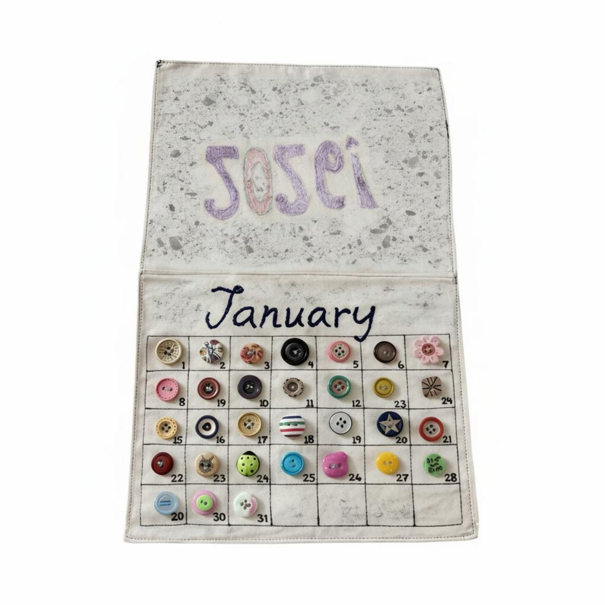 Button Calendar Colorful Buttons Handmade Textile Calendar Decorative House Decoration for Classroom