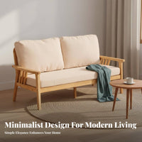 Minimalist Design Cushisoled Wood Bench Space-Saving Couch Year-Round Use Loveseat Sturdy Construction for Apartment Dwellers, Homeowners, Couples, Living Room, Small Areas, Bedroom