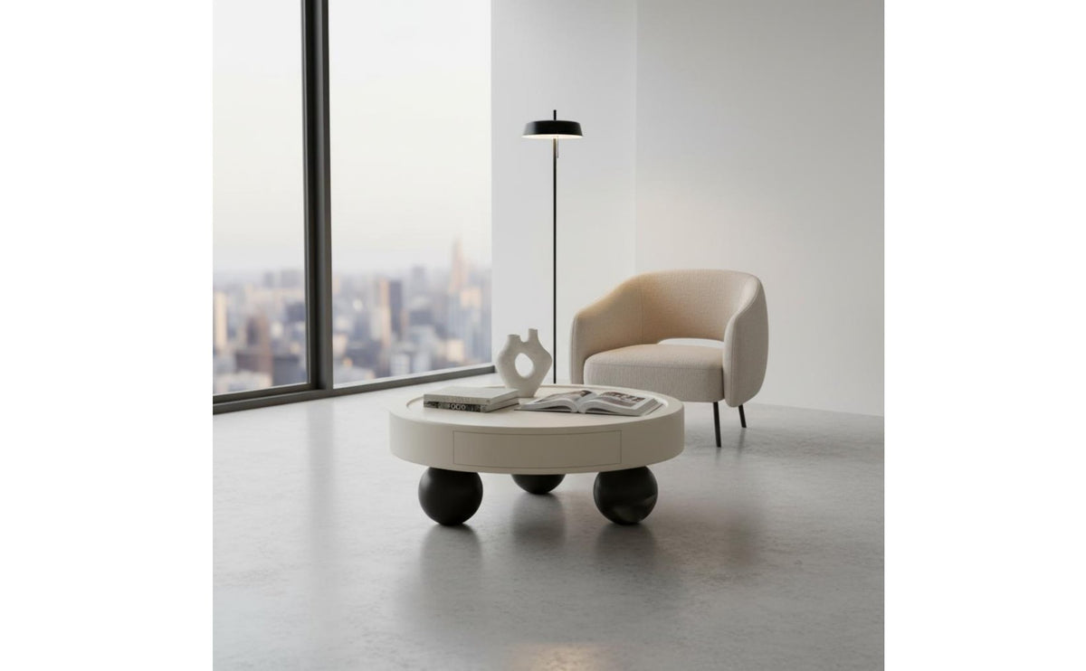 2 Pieces Minimalist Design Modern Coffee Table Set with Storage Designer Aesthetic Accent Furniture Creative Shape for Living Room