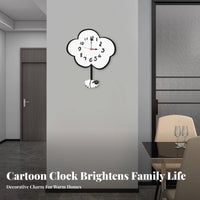 Non-Ticking Cartoon Sheep Pendulum Clock Battery Operated Swinging Sheep Wall Clock 3D Effect for Children, Babies, Playroom, Bedroom