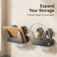 Pot Lid Rack and Wall Mount Storage for Kitchen, with Suction Cup, No-Drill Carbon Steel Organizer
