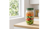 BPABPA-Free Salad Jar with Compartment Stain-Resistant Food Container Clear Reusable for Commuters, Office