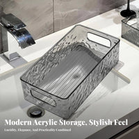 Rectangular Vanity Tray Transparent Textured Vanity Tray Multi-Purpose