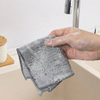 Bamboo Fiber Dishcloths and Double Layer Dish Cloths, Magic Wipe Cloth for Pots and Bowls, Non-Scratch Reusable Dishwashing Tools for Kitchen