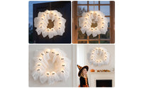Light-up Ghost Wreath Spooky Halloween Wreath with Lights Pre-Lit Hanging Decoration Indoor Outdoor for Window