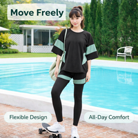 Two Piece Swimsuit for Plus Size Women Seeking a Modest Design Polyester Loose Fit for Water Sports, Wire Padded Support, 6XL Student Hot Spring Set