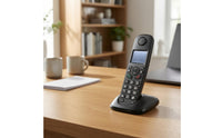 Backlit Display Digital Cordless Phone Numeric Keypad Cordless Handset Matte Black Phone Charging Base Compact
