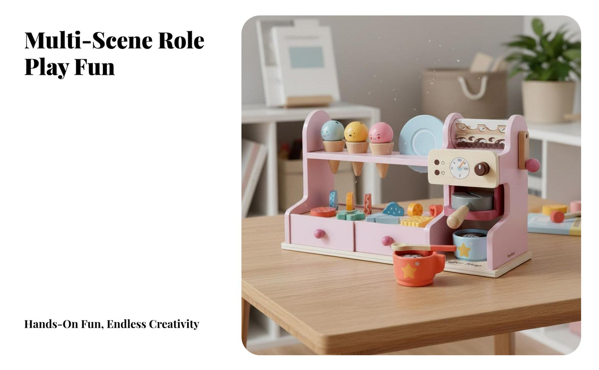 Immersive Role-Playing children's Cashier Playset Realistic Simulation Kids Grocery Shop Playset Develops Social Skills Kids Grocery Shop Stand Child-Safe Materials for Girls, Preschoolers, Toddlers, Preschool, Playroom, Kindergarten, Daycare