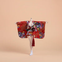 1/6 Scale Kimono Set Floral Pattern Female Action Figure Kimono Long and Short Designs Miniature Wafuku Outfit for Hobbyists