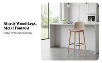 Nordic Design Molded Seat High Stool Modern Simple Design Bar Chair Built-in Footrest Seating Furniture Ergonomic Backrest for Homeowners, Business Owners, Entertainers, Kitchen Island, Restaurant, Reception Area, Pantry