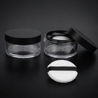 Talcum Powder and Dusting Powder Case for Women Girls, Refillable Makeup Pot with Net Sifter, Portable Loose Powder Container, Flocking Puff