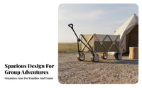 360° Swivel Wheels Foldable Camping Wagon Adjustable Handle Large Capacity Folding Wagon Upgraded Carbon Steel Frame Collapsible Utility Cart No Assembly Required for Families, Beachgoers, Gardeners, Travel, Shopping