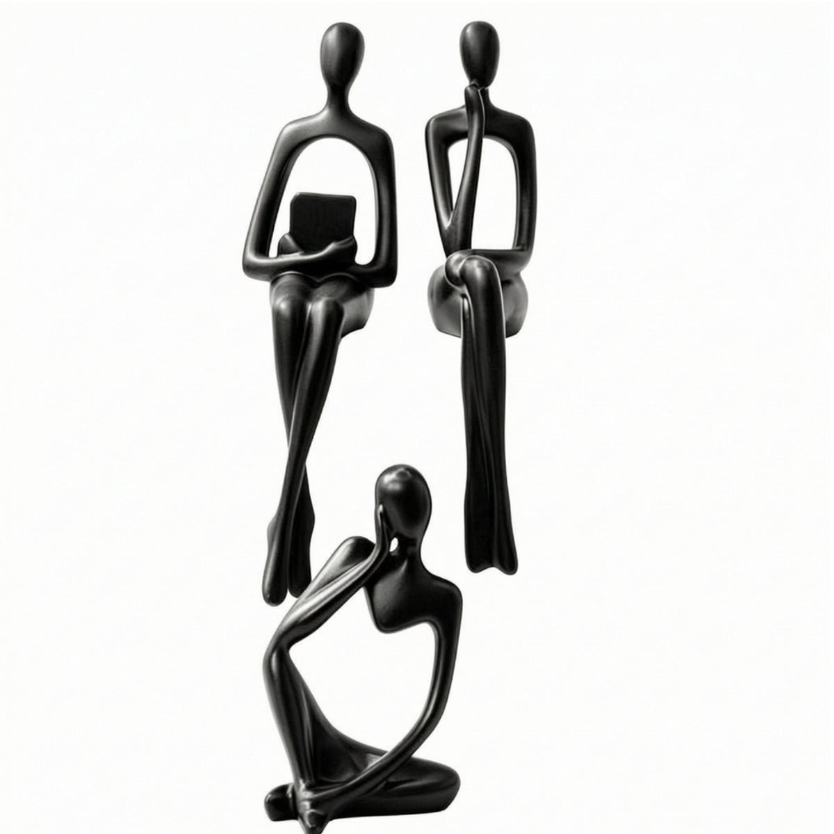 3 Pieces Abstract Human Figures Tabletop Abstract Sculpture Contemporary Thinker Statues for Art Lovers, Study