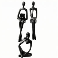 3 Pieces Abstract Human Figures Tabletop Abstract Sculpture Contemporary Thinker Statues for Art Lovers, Study
