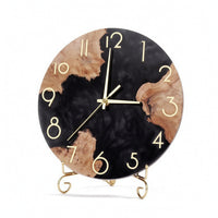 Analog Clock with Stand Marbled Bonded Resin and Lumber Clock Decorative for Living Room, Office