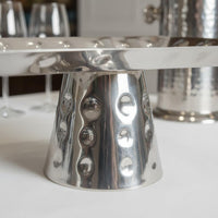 Stainless Steel Pedestal Tray Multifunction Pedestal Serving Platter Decorative Hammered Tray for Sweet Display