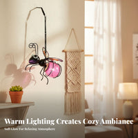 Painted Glass Effect Metal Art Dragonfly Lantern Ideal Gift Hanging Garden Lamp Warm White LED for Homeowners, Adults, Patio, Yard, Balcony