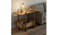 On Wheels Rattan Design Tea Trolley Space Saving Wheeled Storage Trolley Easy Assembly 2-Tier Rolling Cart Sturdy Construction for Bedroom, Office