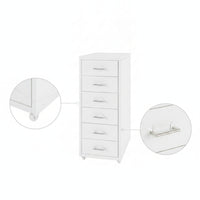 Six-Drawer Cabinet with Casters Beneath-Desk Rolling Drawer Organizer Metal Storage Cabinet for Telecommuters, Students, Home Office, Dorm Room