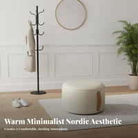 Multifunctional Design Round Vanity Stool Minimalist Design Footstool Comfortable Seating Ottoman Padded Seat for Homeowners, Apartment Dwellers, Students, Living Room, Bedroom, Entryway, Walk-in Closet