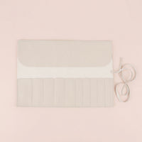 Professional Makeup Brush Organizer for Women, Foldable Leather Cosmetic Bag with 10 Pockets, Lightweight Travel Storage Pouch