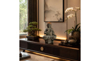 Seated Buddha Statue Antique Finish Buddha Figurine Textured Hair