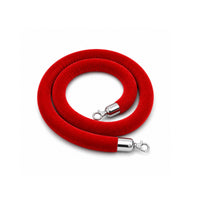 Red Velvet Rope Soft Velvet Barrier Rope Padded Queue Barrier Cord Metal Fittings