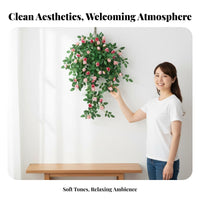 Wall Hanging Flower Basket Covers Im Optimal Ions Artificial Hanging Plant Maintenance Faux Rose Wall Decor for Homeowners, Living Room, Restaurant