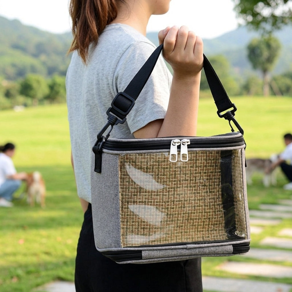 Portable Bird Carrier Shoulder Bag, Transparent Bird Cage with Strap, 25*14.5*18cm Pet Bird Cage for Outdoor Travel and Car Transport