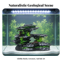 Aquarium Mountain Ornament Landscaping Effect Fish Tank Rock Ornament Artistic Craft Artificial Rockery for Small Aquariums, Terrariums