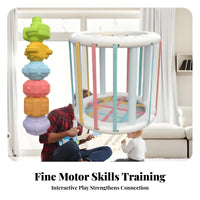 Early Learning Elastic Band Shape Sorter Hand-Eye Coordination Color Shape Sorting Cube Spatial Reasoning for Babies