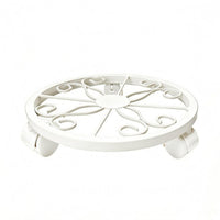 Decorative Scrollwork Metal Plant Stand Openwork Rolling Plant Stand Low-Slung Metal Pot Stand Wrought-Iron Style