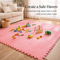 Play Mat Baby Floor with Thick Foam for Kids, Waterproof Wipeable Playpen Surface with Large Tiles, Cushioned EVA Covering Set