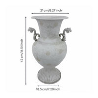 6 Pieces Elegant Design Vintage Metal Vase High Foot Flower Vase White Decorative Planter for Tabletop, Living Room, Entryway, Bedroom