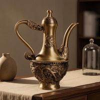 Vintage Brass Vessel Pot Relief Decoration Decorative Vessel Snug Lid Home Decor
