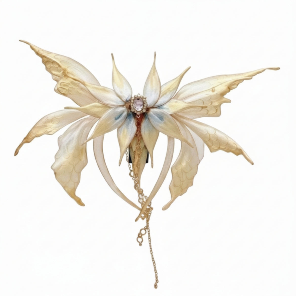 Butterfly Tassel Hair Clip Dangling Butterfly Hair Barrette Jeweled for Cosplayers, Costume Parties