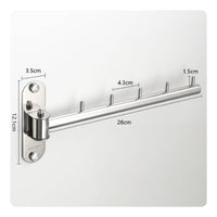 Folding Wall-Mounted Clothes Hanger Rack Rustproof Clothes Hanger Rack with Swing Arm Hardware Rust Resistant for Laundry Room