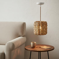 Artisan-Made Woven Lampshade Natural Material Handmade Wicker Lampshade Bohemian Hint Rattan Design Light Cover Easy Installation for Homestay, Cafe
