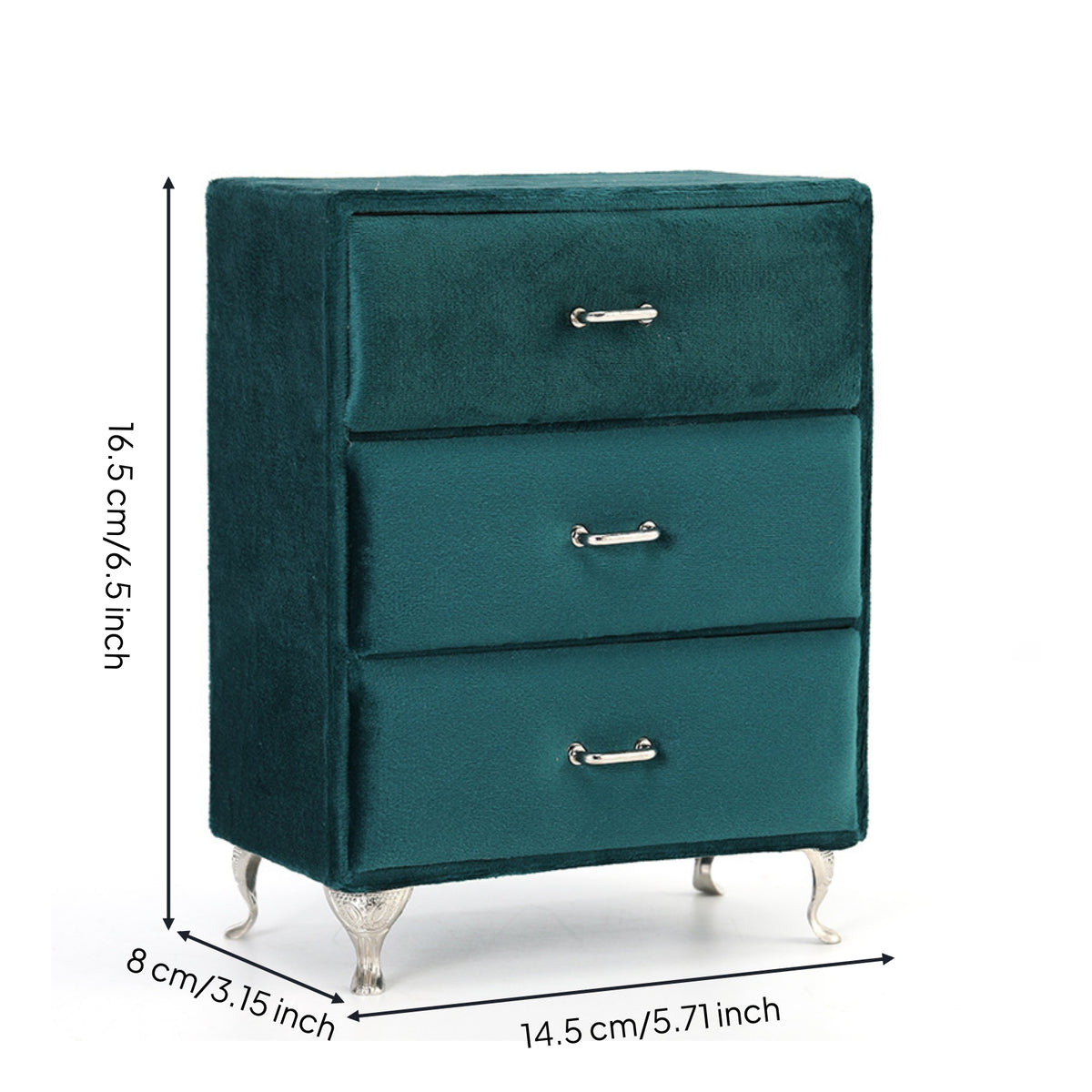 Jewelry Cabinet with Drawers Peacock Green Jewelry Storage Cabinet Soft-Lined Mini Dresser for Women, Teens