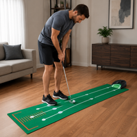 Golf Putting Mat 50x300cm, Mini Golf Training Mat with Artificial Turf, Portable Putting Mat for Home & Office, Indoor Practice Mat with Balls