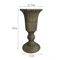 Distressed Pedestal Urn Tabletop Metal Planter Rustic Flower Arranging Pot Classic for Home Decor