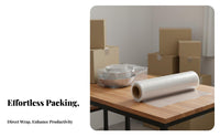 PE Stretch Film Roll High Stretchability Stretch Wrap Film Hard-Wearing Moving Wrap for Businesses, Logistics Professionals, Dormitory, Storage