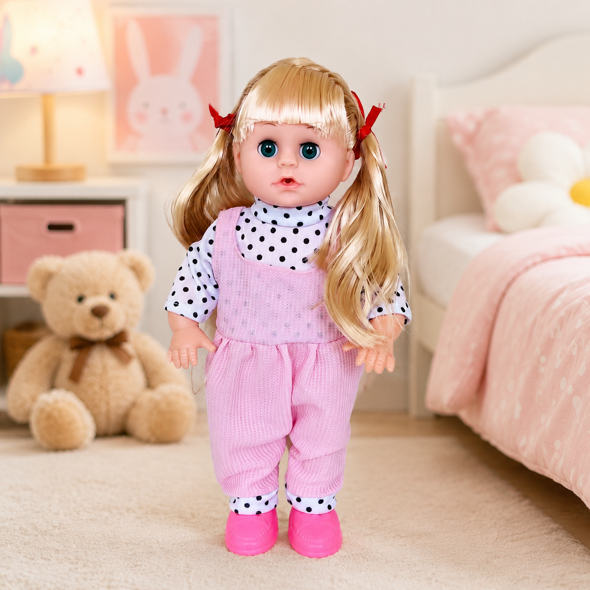 Interactive Princess Baby Doll, 34 cm Doll with Bottle and Joints, Drinks & Wets, for Role Play