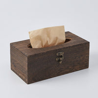 Tissue Box for Bedroom Decor and Bathroom Decor, Wooden Tissue Box Holder with Hinged Latch, Rectangular Paper Holder for Home Office, Wood